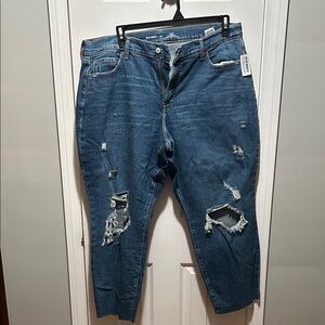 Old Navy Woman’s Straight Fit Ripped Jeans - Blue